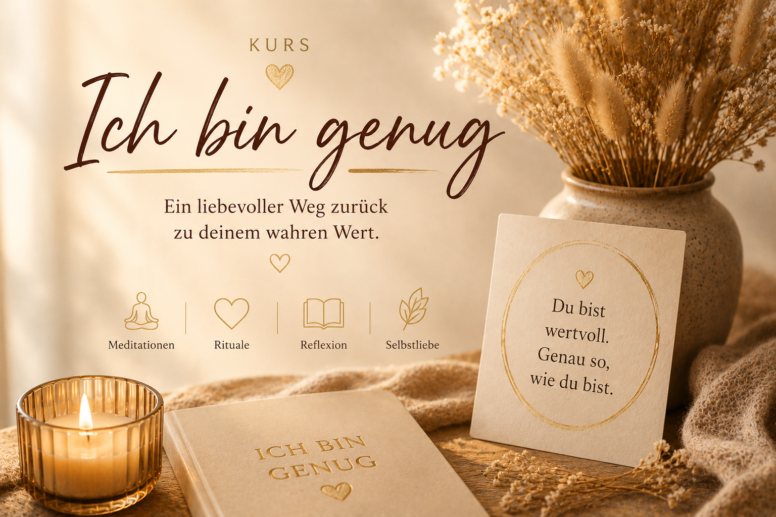 Onlinekurs Ich bin genug – Meditationen, Rituale, Reflexion und Selbstliebe