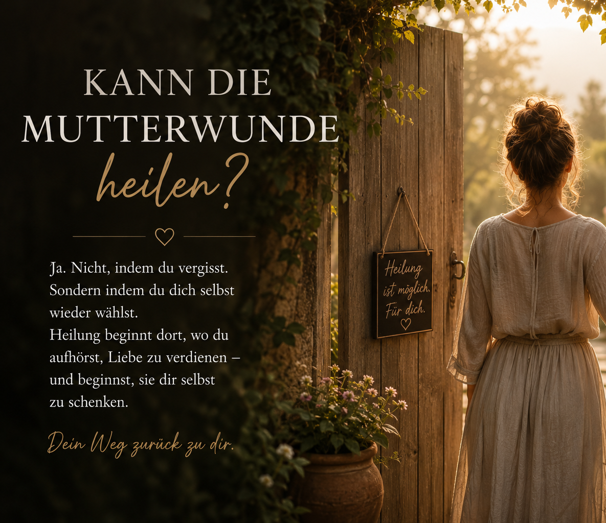 Kann die Mutterwunde heilen? Eine Frau öffnet das Tor zu einem lichtdurchfluteten Garten